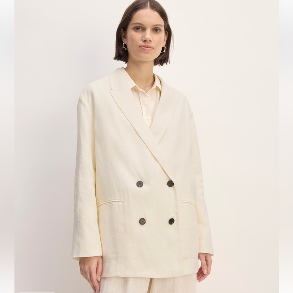 Everlane The Linen Double Breasted Blazer in Bone - Picture 1 of 16